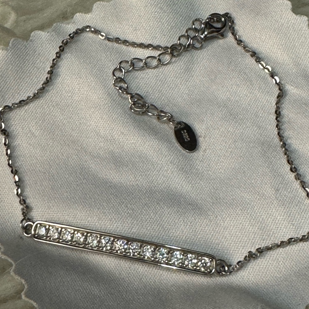 Elegant Sterling Silver Bracelet with Crystal Accents